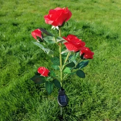 5-Head LED Solar Rose Orchid Flower Light - Waterproof Outdoor Pathway Garden Lamp, Simulation Lawn Light for Wedding, Party & Landscape Decor