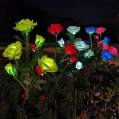 5-Head LED Solar Rose Orchid Flower Light - Waterproof Outdoor Pathway Garden Lamp, Simulation Lawn Light for Wedding, Party & Landscape Decor