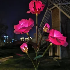 5-Head LED Solar Rose Orchid Flower Light - Waterproof Outdoor Pathway Garden Lamp, Simulation Lawn Light for Wedding, Party & Landscape Decor