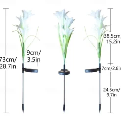 4-Head Solar LED Lily Flower Lights, Solar Outdoor Garden Lights RGB Color, Waterproof, 600mAh, Garden Yard Lawn Wedding Decor 1/2pcs