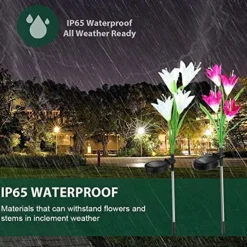 4-Head Solar LED Lily Flower Lights, Solar Outdoor Garden Lights RGB Color, Waterproof, 600mAh, Garden Yard Lawn Wedding Decor 1/2pcs