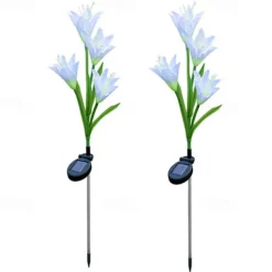 4-Head Solar LED Lily Flower Lights, Solar Outdoor Garden Lights RGB Color, Waterproof, 600mAh, Garden Yard Lawn Wedding Decor 1/2pcs