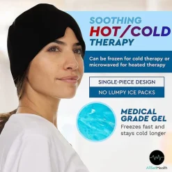 Headaches and Migraine Hat, Cooling Pads Gel Migraine Mask, Reusable Migraine Relief Cap for Tension, Stress, Long Lasting Cooling Ice Therapy