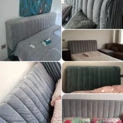 Headboard Covers Slipcover, Stretch Bed Headboard Covers, Small Square Jacquard Dustproof Protector Cover for Upholstered Headboard