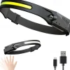 Headlamp Rechargeable 230 Wide Beam Head Lamp LED with Motion Sensor for Adults - Camping Accessories Gear Waterproof Head Light Flashlight for Hiking Running Repairing Fishing Cycling