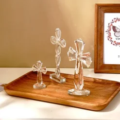 Heart Angel and Cross Prism Crystal Ornament, Decorative Sun Catcher, Glass Desk and Window Decor for Office, Study, and Display Window