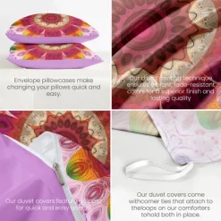 Heart Bohemian Duvet Cover Set 100% Cotton Soft and Breathable Bedding Featuring Prints Lightweight and Durable Quilt Cover Comfortable for All Seasons Easy to Care