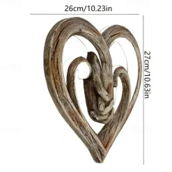 Heart Holding Hands Wall Decor Wooden Sculpture Wall Art Handshake Craft Statue for Home Office Garden Decoration- Forever Love