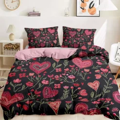 Heart Pattern Duvet Cover Set Set Soft 3-Piece Luxury Cotton Bedding Set Home Decor Gift Twin Full King Queen Size Duvet Cover