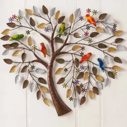 Heart Shape Family Tree Metal Wall Decor Tree of Life Metal Wall Art Bird Ornament Home Bedroom Living Room Window Decoration