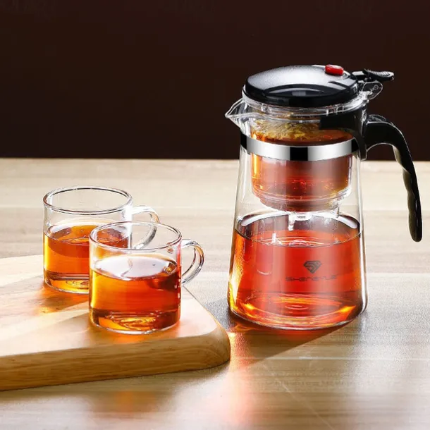 Heat Resistant Glass Teapot With Stainless Steel Tea Strainer Infuser Flower Kettle Kung Fu Teawear Set Puer Oolong Pot