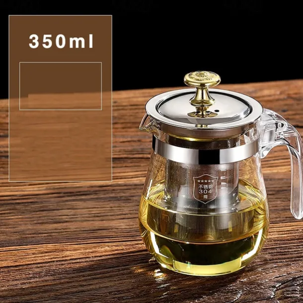 Heat Resistant Glass Teapot With Stainless Steel Tea Strainer Infuser Flower Kettle Kung Fu Teawear Set Puer Oolong Pot