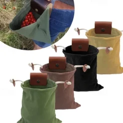 Heavy Duty Canvas Foraging Waist Bag - Portable Outdoor Gathering Pouch with Adjustable Belt