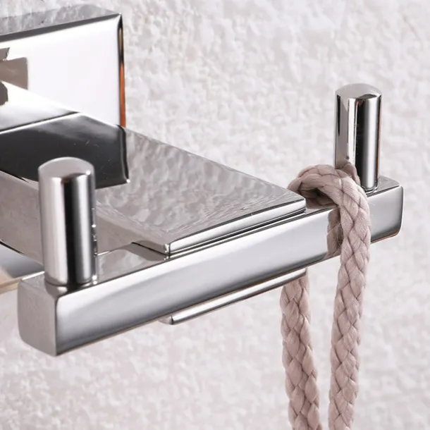Heavy Duty Double Robe Hook Wall Mount Stainless Steel Hand Towel Hooks for Bathrooms, Mirror Polish