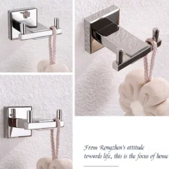 Heavy Duty Double Robe Hook Wall Mount Stainless Steel Hand Towel Hooks for Bathrooms, Mirror Polish