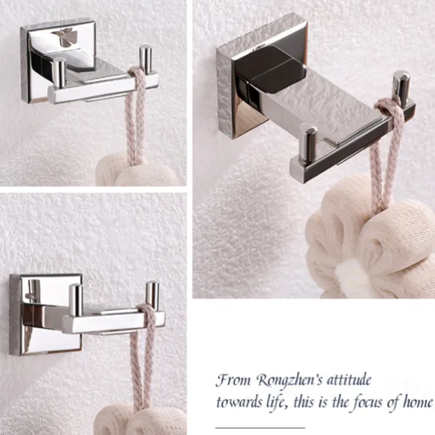 Heavy Duty Double Robe Hook Wall Mount Stainless Steel Hand Towel Hooks for Bathrooms, Mirror Polish