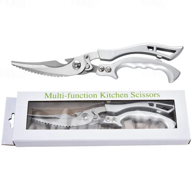 Heavy Duty Stainless Steel Bone-Cut Scissors, Kitchen Shears for Cutting Chicken, Poultry, Meat, Sharp Multipurpose Food Scissors for Home Cooking