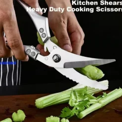Heavy Duty Stainless Steel Bone-Cut Scissors, Kitchen Shears for Cutting Chicken, Poultry, Meat, Sharp Multipurpose Food Scissors for Home Cooking