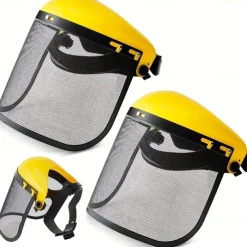 Heavy-Duty Industrial Safety Mask with Impact-Resistant Face Shield Adjustable Headband & Washable Sweatband - for Grinding, Construction, Workshop, Gardening - Compatible with Chainsaws, Hedge Trim