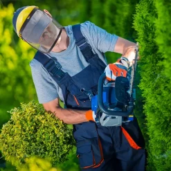 Heavy-Duty Industrial Safety Mask with Impact-Resistant Face Shield Adjustable Headband & Washable Sweatband - for Grinding, Construction, Workshop, Gardening - Compatible with Chainsaws, Hedge Trim