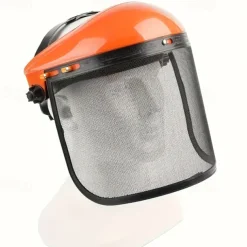 Heavy-Duty Industrial Safety Mask with Impact-Resistant Face Shield Adjustable Headband & Washable Sweatband - for Grinding, Construction, Workshop, Gardening - Compatible with Chainsaws, Hedge Trim