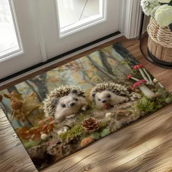 Hedgehog Forest Mushroom Doormat Kitchen Mat Floor Mat Non-Slip Area Rug Oil Proof Rug Indoor Outdoor Mat Bedroom Decor Bathroom Mat Entrance Rug