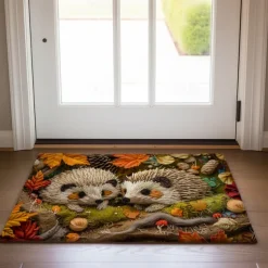 Hedgehog Forest Mushroom Doormat Kitchen Mat Floor Mat Non-Slip Area Rug Oil Proof Rug Indoor Outdoor Mat Bedroom Decor Bathroom Mat Entrance Rug