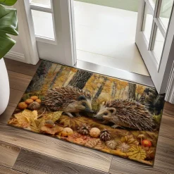 Hedgehog Forest Mushroom Doormat Kitchen Mat Floor Mat Non-Slip Area Rug Oil Proof Rug Indoor Outdoor Mat Bedroom Decor Bathroom Mat Entrance Rug