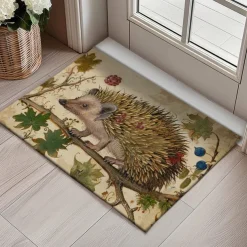 Hedgehog Fruits Doormat Kitchen Mat Floor Mat Non-Slip Area Rug Oil Proof Rug Indoor Outdoor Mat Bedroom Decor Bathroom Mat Entrance Rug