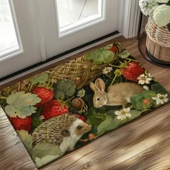 Hedgehog Fruits Doormat Kitchen Mat Floor Mat Non-Slip Area Rug Oil Proof Rug Indoor Outdoor Mat Bedroom Decor Bathroom Mat Entrance Rug