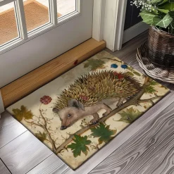 Hedgehog Fruits Doormat Kitchen Mat Floor Mat Non-Slip Area Rug Oil Proof Rug Indoor Outdoor Mat Bedroom Decor Bathroom Mat Entrance Rug