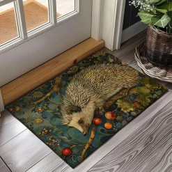 Hedgehog Fruits Doormat Kitchen Mat Floor Mat Non-Slip Area Rug Oil Proof Rug Indoor Outdoor Mat Bedroom Decor Bathroom Mat Entrance Rug