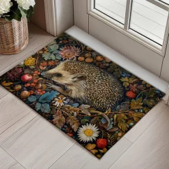 Hedgehog Fruits Doormat Kitchen Mat Floor Mat Non-Slip Area Rug Oil Proof Rug Indoor Outdoor Mat Bedroom Decor Bathroom Mat Entrance Rug