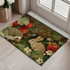 Hedgehog Fruits Doormat Kitchen Mat Floor Mat Non-Slip Area Rug Oil Proof Rug Indoor Outdoor Mat Bedroom Decor Bathroom Mat Entrance Rug