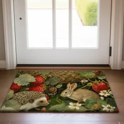 Hedgehog Fruits Doormat Kitchen Mat Floor Mat Non-Slip Area Rug Oil Proof Rug Indoor Outdoor Mat Bedroom Decor Bathroom Mat Entrance Rug