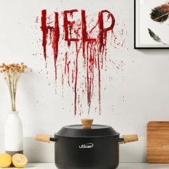 Help Letters Halloween Wall Stickers Scary Horror PVC Red Bloody Wall Clings Background Bloodstains Halloween Decorations Sticker Home Decor