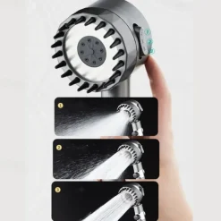 High Pressure 3-Mode Message Shower Head With Stop Button Handheld Water Saving Spray Nozzle Bathroom Accessories