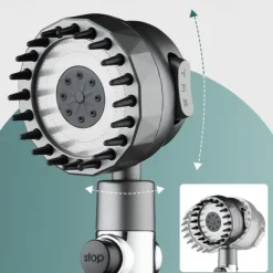 High Pressure 3-Mode Message Shower Head With Stop Button Handheld Water Saving Spray Nozzle Bathroom Accessories
