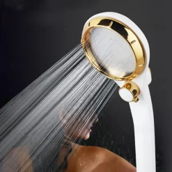 High Pressure Shower Head with Stop Button Water Pressure Adjustable Exquisite Spray Saving Large Panel ABS Shower Spray Nozzle Handhold Shower head Water Saving Stepless Adjustable Button Rotating