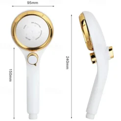 High Pressure Shower Head with Stop Button Water Pressure Adjustable Exquisite Spray Saving Large Panel ABS Shower Spray Nozzle Handhold Shower head Water Saving Stepless Adjustable Button Rotating