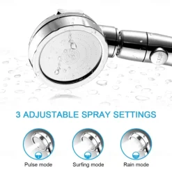 High Quality 1PC High Pressure 3 Modes Shower Head with Stop Button Adjustable Water Saving Showerhead For Home Hotel Bathroom