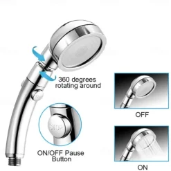 High Quality 1PC High Pressure 3 Modes Shower Head with Stop Button Adjustable Water Saving Showerhead For Home Hotel Bathroom