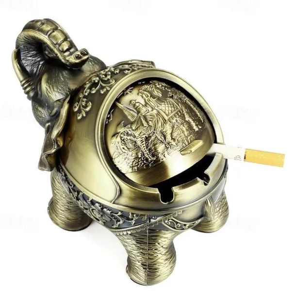 High-End Retro Metal Elephant Ashtray Personality Creative Trend Decoration Home Living Room Ashtray Office Decoration