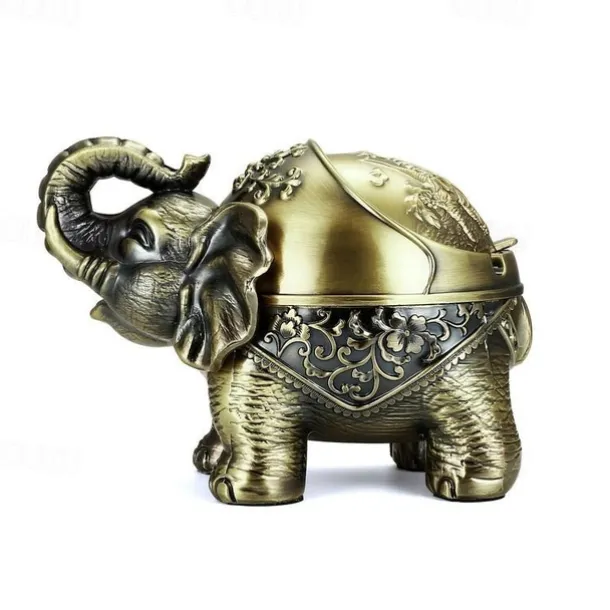 High-End Retro Metal Elephant Ashtray Personality Creative Trend Decoration Home Living Room Ashtray Office Decoration