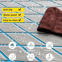 High-Quality EVA Foam Boat Flooring - UV Resistant, Non-Slip, Dirt-Resistant, Easy to Clean and Install, Perfect for All Types of Boats, Marine Floor Protection Textured Surface Dirtresistant Padd