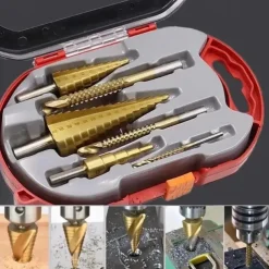 High-speed Reaming Pagoda Sawtooth Set 6Pcs Step Drill Bits Saw Drill Set HSS Titanium Milling Cutter for Woodworking Metal Core Hole Opener 4-12 4-20 4-32mm 3 6 8mm