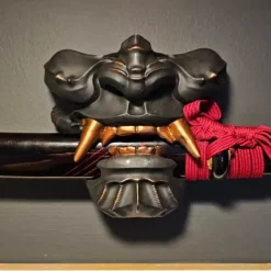 Holder Stand Display Rack Oni Katana Japanese Samurai Sword Black Wall Mask