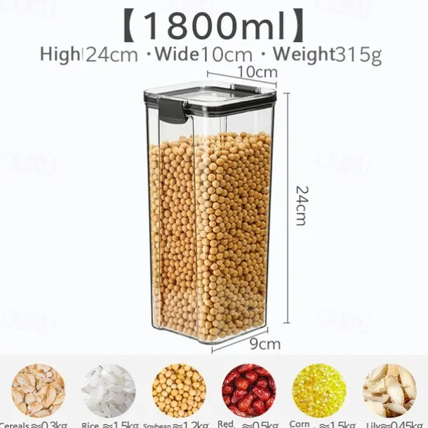 Home Kitchen Moisture-Proof Sealed Jar Grains Household Kitchen Storage Box Food-Grade Transparent Plastic Storage Jar 1PCS