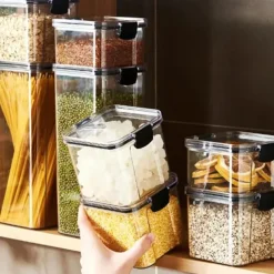 Home Kitchen Moisture-Proof Sealed Jar Grains Household Kitchen Storage Box Food-Grade Transparent Plastic Storage Jar 1PCS