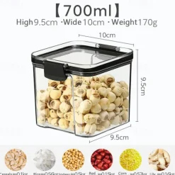 Home Kitchen Moisture-Proof Sealed Jar Grains Household Kitchen Storage Box Food-Grade Transparent Plastic Storage Jar 1PCS